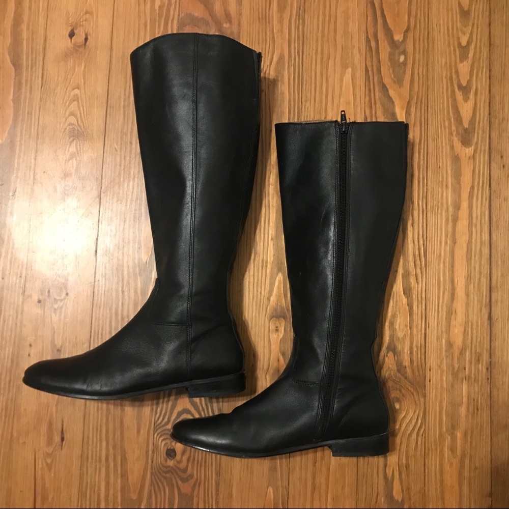 Coral Como Black leather riding boots